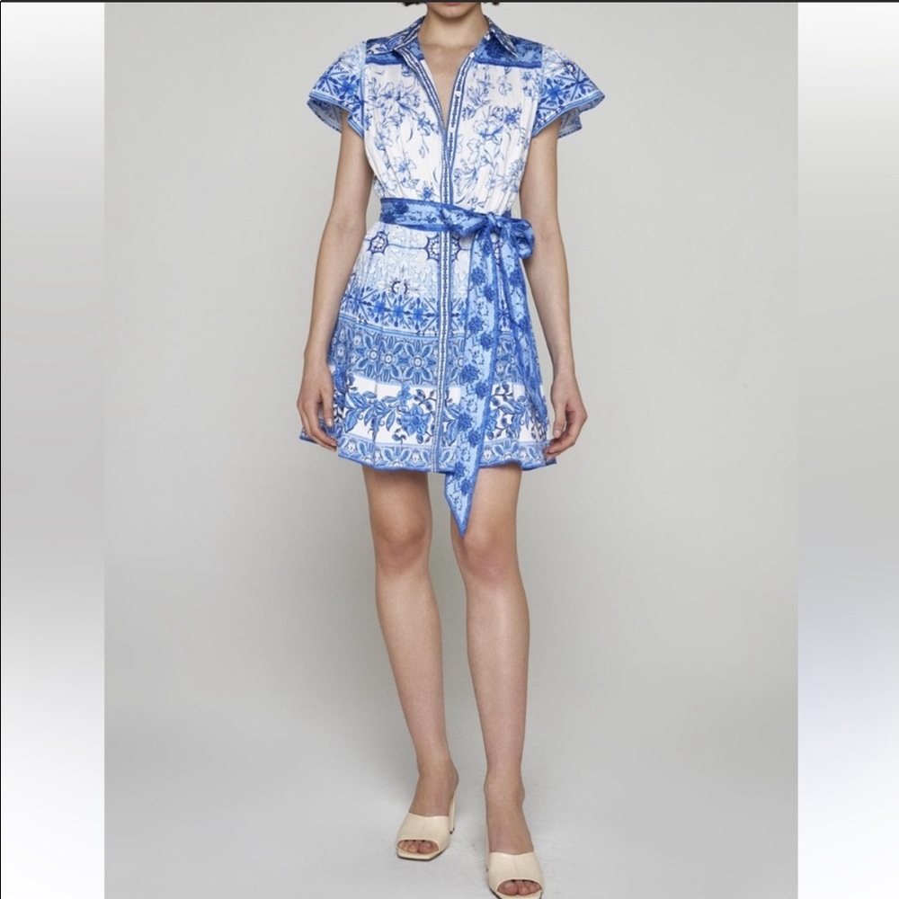 Alice + Olivia Tiffie Belted Cotton Mini Dress